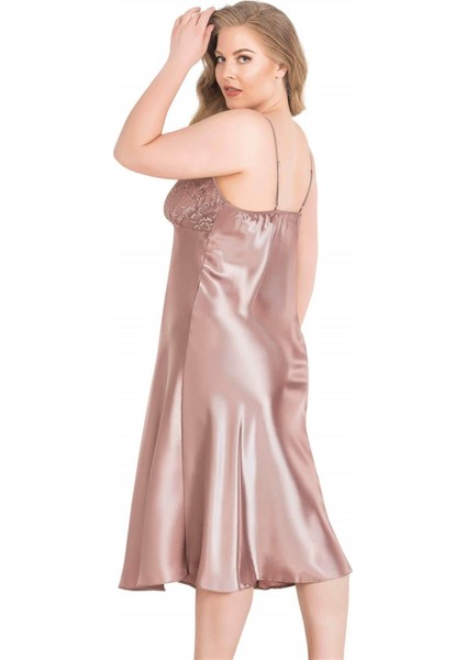 Aria's Closet Büyük Beden Vizon Uzun Saten Gecelik fiyatları