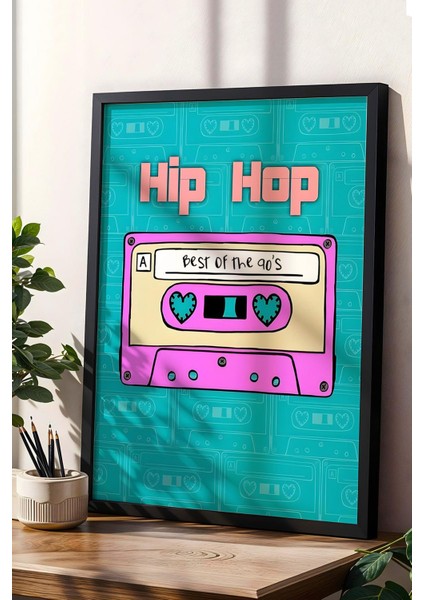 90'lar Hip Hop Kaseti Çerçeveli Tablo - Pop Art Poster Tablo