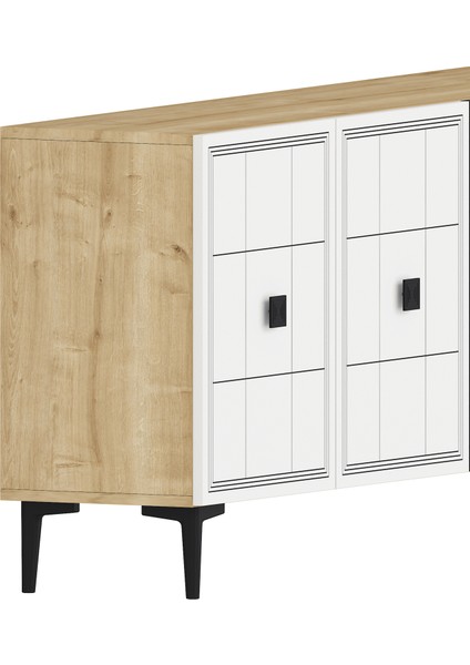KA1202DB - Yuka Lazer Desenli Konsol , Tv Sehpası , Çok Amaçlı Dolap 120CM Safirmeşe- Beyaz modelleri