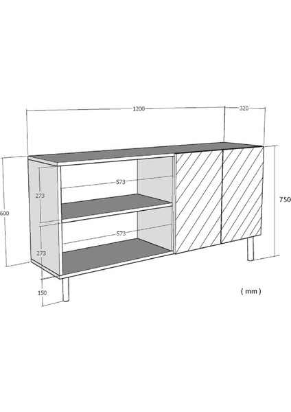 KA1202DB - Yuka Lazer Desenli Konsol , Tv Sehpası , Çok Amaçlı Dolap 120CM Safirmeşe- Beyaz