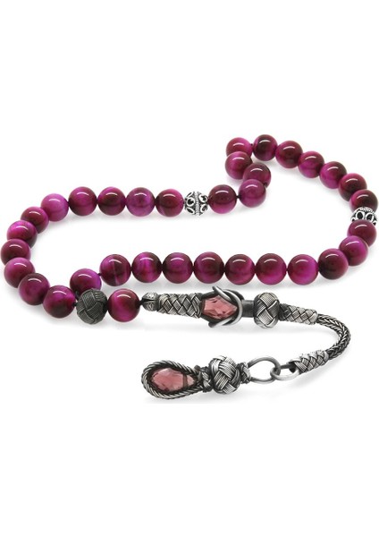 1000 Ayar Gümüş Kazaz Püsküllü Küre Kesim Fuşya Kaplangözü Doğaltaş Tesbih fiyatları