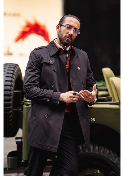 Özel Tasarım Slim Fit Geniş Yaka Trençkot fiyatları