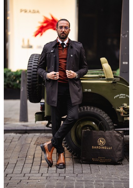 Özel Tasarım Slim Fit Geniş Yaka Trençkot modelleri