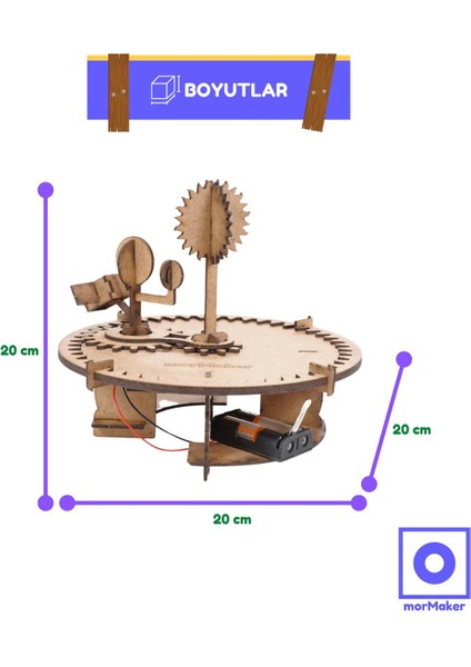 Ahşap Çarklı Güneş-Dünya-Ay-Uydu Modeli Hareketli (Motorlu)| Kendin Yap Ahşap Oyuncak | Stem-A Eğitim Seti | Çarklı Yörünge Sistemi fiyatları