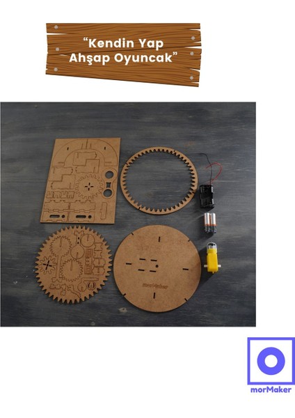 Ahşap Çarklı Güneş-Dünya-Ay-Uydu Modeli Hareketli (Motorlu)| Kendin Yap Ahşap Oyuncak | Stem-A Eğitim Seti | Çarklı Yörünge Sistemi modelleri