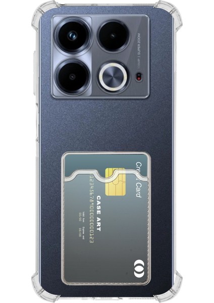 Infinix Note 40 Kapak ile Uyumlu Kamera Korumalı Kartlıklı Darbe Emici Özellikli Şeffaf Silikon Kılıf