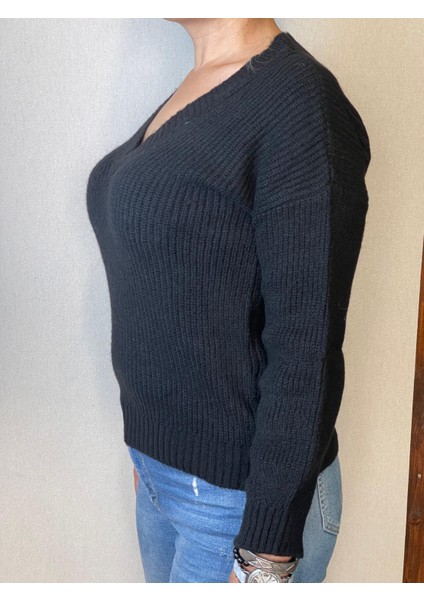 V Yaka Triko Yumuşak %100 Koton Kadın Kazak Yeni Sezon fiyatları