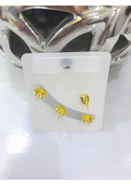 Çelik Küpe 2'li Taşlı Kalp Tek Taşlı Model Altın Sarısı Gold fiyatları