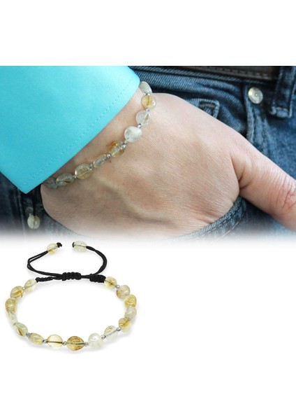 Makrome Örgülü Naturel Kesim Sitrin Doğaltaş Erkek Bileklik fiyatları