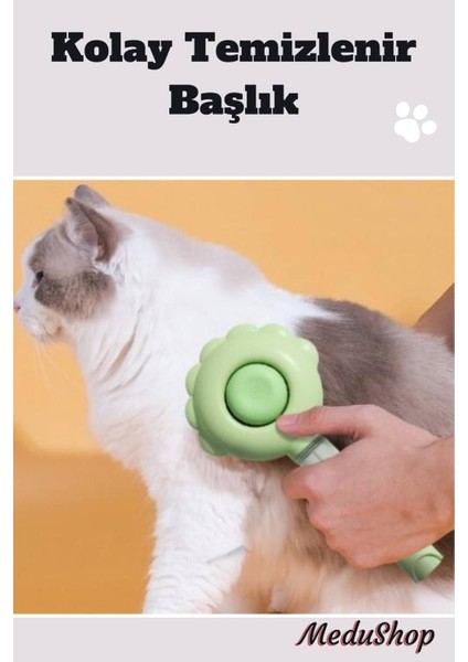 Basmalı Telli Su Sprey Hazneli Evcil Kedi Köpek Fırçası Ikisi Bir Arada-Beyaz fırsatları