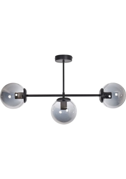 Roma Modern Tasarım Salon Yemek Odası Mutfak Siyah Renk Füme Camlı Sıralı 3 Lü Avize fiyatları