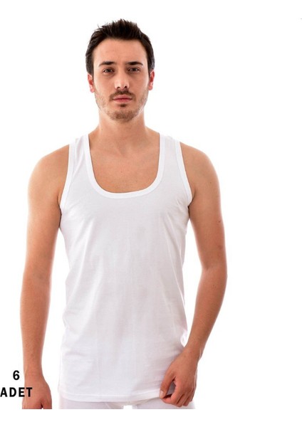 Erkek Penye Atlet %100 Pamuk 6'lı Paket-Beyaz