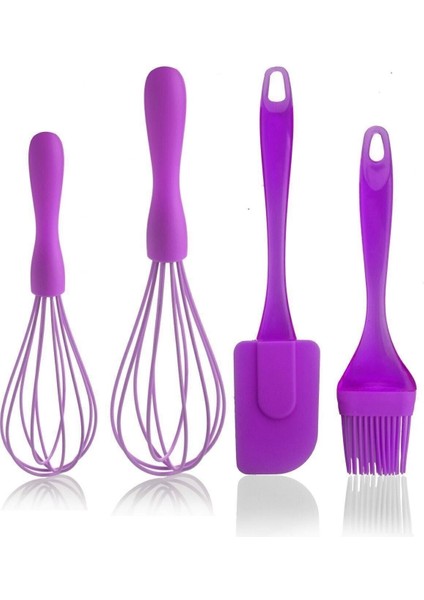 4 Parça Silikon Çırpıcı Yumurta Fırçası Spatula Seti