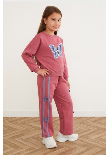 Kelebek Nakışlı Kurdeleli Kız Çocuk Takım fiyatları