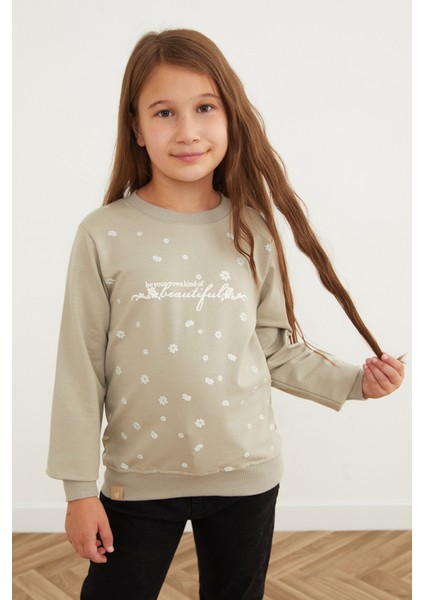 Beautiful Yazı Baskılı Kız Çocuk Sweatshirt