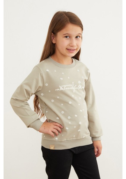 Beautiful Yazı Baskılı Kız Çocuk Sweatshirt modelleri