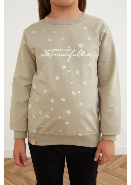 Beautiful Yazı Baskılı Kız Çocuk Sweatshirt