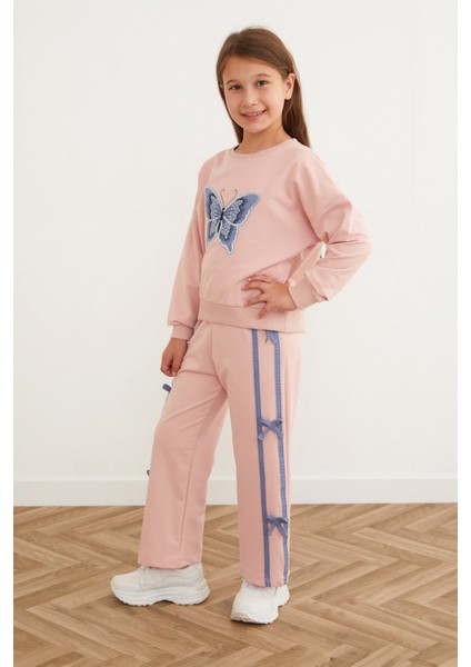 Kelebek Nakışlı Kurdeleli Kız Çocuk Takım fiyatları