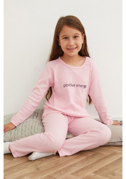 Positive Energv Baskılı Kız Çocuk Pijama Takımı