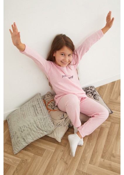 Positive Energv Baskılı Kız Çocuk Pijama Takımı