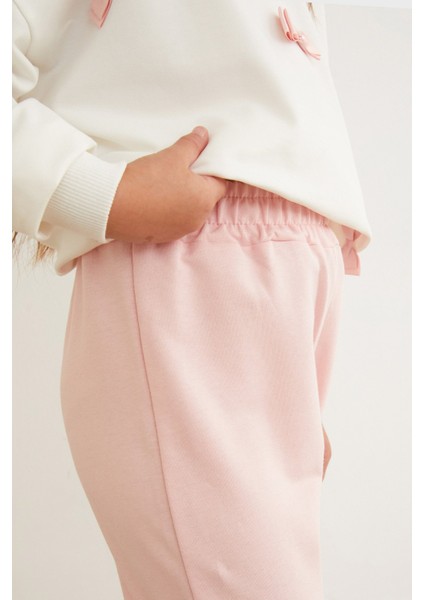 Kurdele Detaylı Beli Lastikli Kız Çocuk Takım