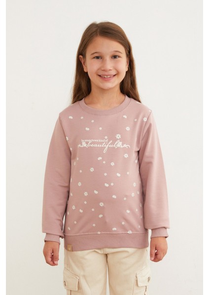 Beautiful Yazı Baskılı Kız Çocuk Sweatshirt