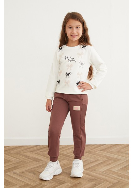 Beli Lastikli Armalı Jogger Kız Çocuk Eşofman Altı