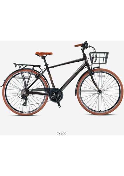 CX100 28 Jant Şehir Bisikleti Mat Siyah-Kahve 46 cm