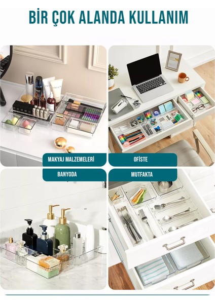 16 Parça Modüler Çok Amaçlı Çekmece Içi Düzenleyici Makyaj Takı Ofis Mutfak Organizeri modelleri
