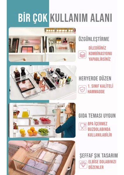 16 Parça Modüler Çok Amaçlı Çekmece Içi Düzenleyici Makyaj Takı Ofis Mutfak Organizeri indirimleri