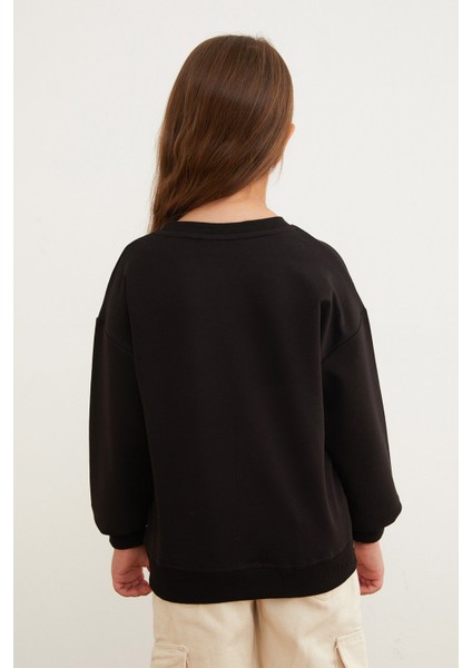 Yıldız ve Kalp Baskılı Kız Çocuk Sweatshirt indirimleri