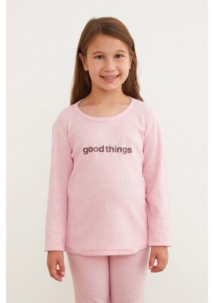 Good Things Baskılı Kız Çocuk Pijama Takımı