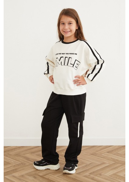 Smile Baskılı Paçası Stoperli Kız Çocuk Takım fiyatları