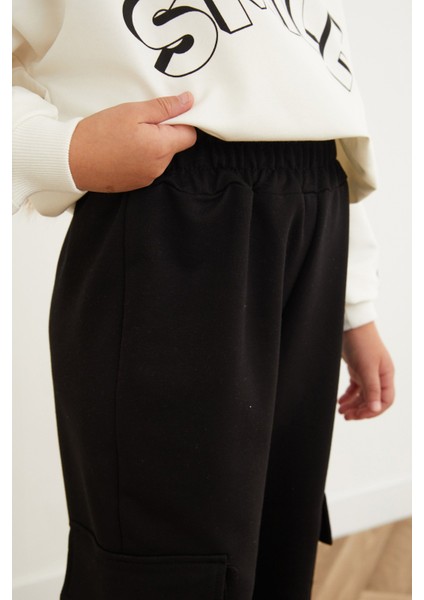 Smile Baskılı Paçası Stoperli Kız Çocuk Takım