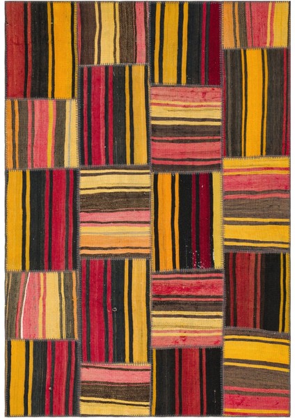 Iskece Kahverengi Eskitme Yün Modern Desenli Yün Hav Toz Vermez Leke Tutmayan Salon Yolluk Mutfak El Dokuma Halı