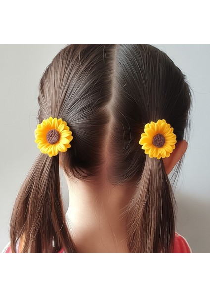 Ayçiçeği Lastik Toka Okul Tokası Kız Çocuk Tokası 2 Adet modelleri