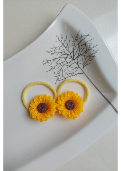 Ayçiçeği Lastik Toka Okul Tokası Kız Çocuk Tokası 2 Adet indirimleri