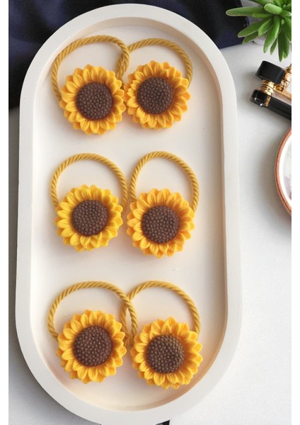 Ayçiçeği Lastik Toka Okul Tokası Kız Çocuk Tokası 2 Adet