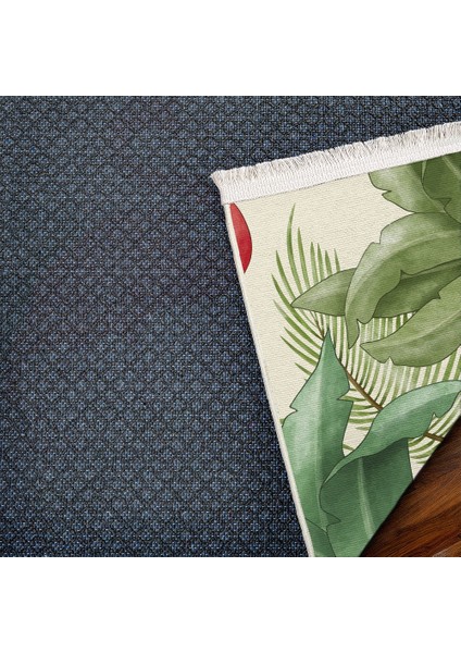 Figürlü Yeşil Pamuk Dikdörtgen Modern Desenli Pamuk Makinada Yıkanabilir Hav Toz Vermez Leke Tutmayan Kaymaz Taban Dijital Makine Baskı Salon Yolluk Mutfak Halı indirimleri