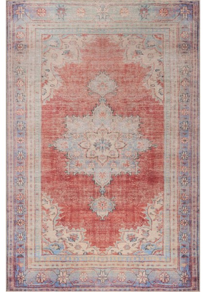 Cambridge Klasik Turuncu Polyester Dikdörtgen Modern Desenli Pamuk Makinada Yıkanabilir Hav Toz Vermez Leke Tutmayan Kaymaz Taban Dijital Makine Baskı Salon Yolluk Mutfak Halı