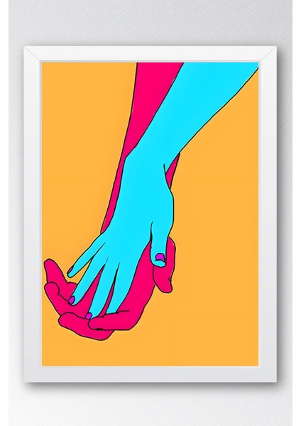 El Ele Tutuşan Eller Çerçeveli Tablo - Pop Art Poster Tablo