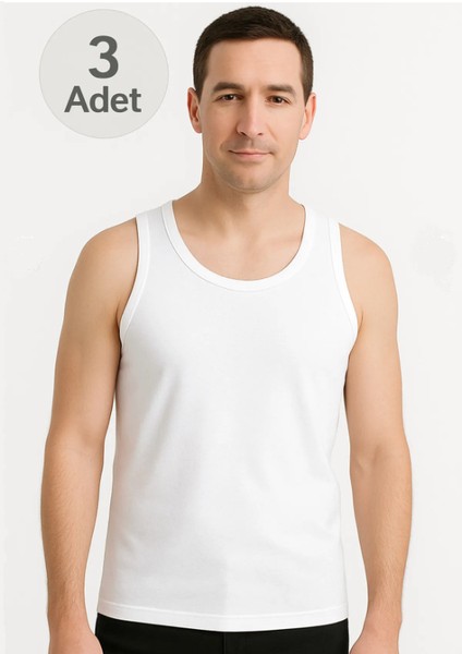 Beyaz Askılı Erkek Atlet Avantajlı Paket 3 Adet %100 Pamuk