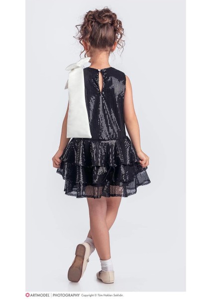 Pullu Fiyonk Detaylı Kız Çocuk Elbise Abiye fiyatları