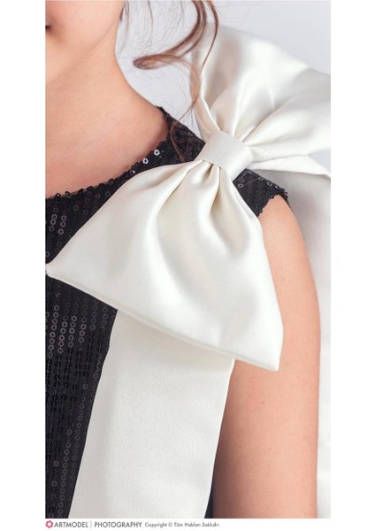 Pullu Fiyonk Detaylı Kız Çocuk Elbise Abiye modelleri