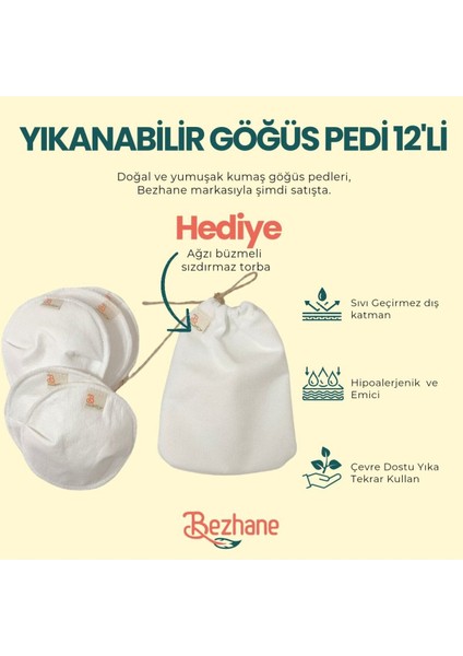 Yıkanabilir 12'li Kumaş Göğüs Pedi