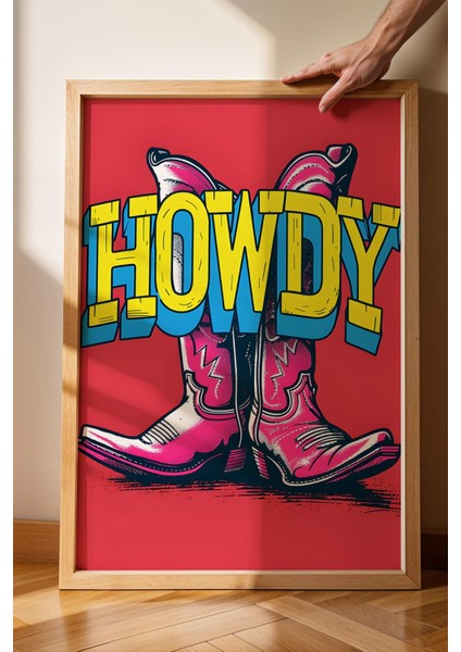 Howdy Kovboy Çizmesi Çerçeveli Tablo - Pop Art Poster Tablo fiyatları