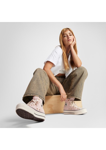 Chuck Taylor All Star Lift Platform Suede Çocuk Krem Sneaker A13823C.691