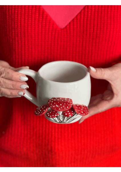 El Yapımı Büyük Boy 400ML Amanita Muscaria Mantar Kabartmalı Kupa fırsatları