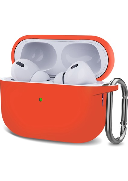 Airpods Pro Için (Gen 2)(Usb-C)/airpods Pro 2 Bluetooth Kulaklık Silikon Kılıf Tek Parça Kalınlaştırılmış Kulaklık Kulaklık Koruyucu Kapak, Anti-Kayıp Toka-Turuncu (Yurt Dışından)