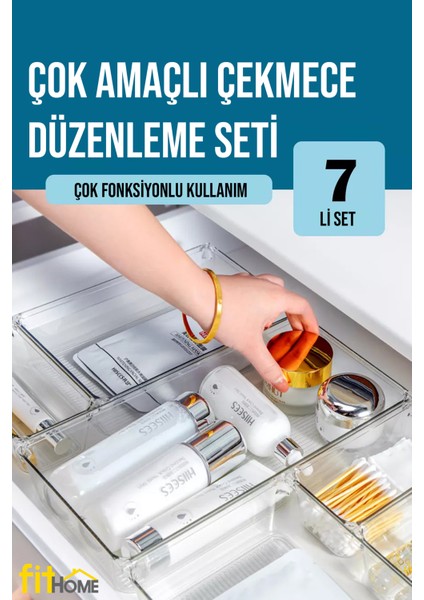 7 Parça Modüler Çok Amaçlı Makyaj ve Takı Organizeri Çekmece Içi Düzenleyici